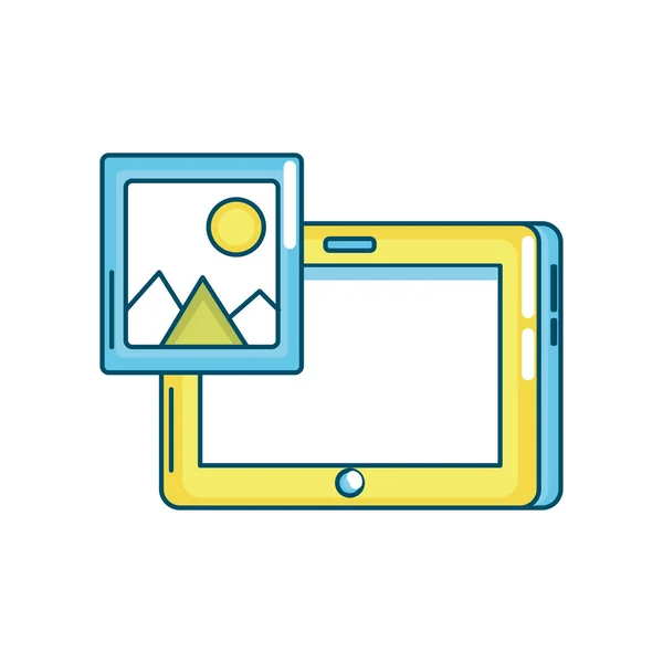 Tecnologia Tablet Com Imagem Ícone Ilustração Vetorial —  Vetores de Stock