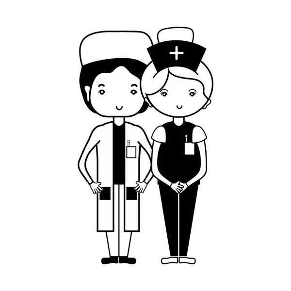 Contorno Médico Enfermera Para Ayudar Las Personas Ilustración Vectorial — Archivo Imágenes Vectoriales