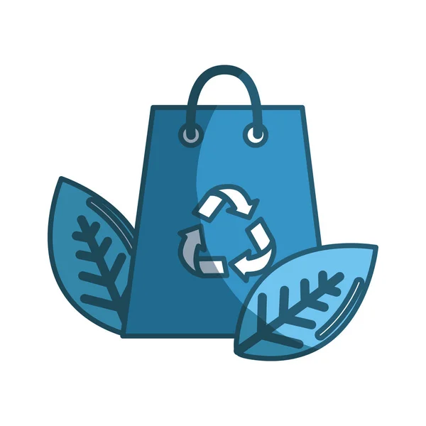 Sac Bleu Avec Symbole Recyclage Feuilles Illustration Vectorielle — Image vectorielle