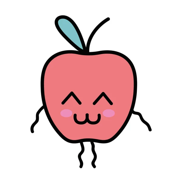 Kawaii มแอปเป ลผลไม เวกเตอร ภาพ — ภาพเวกเตอร์สต็อก