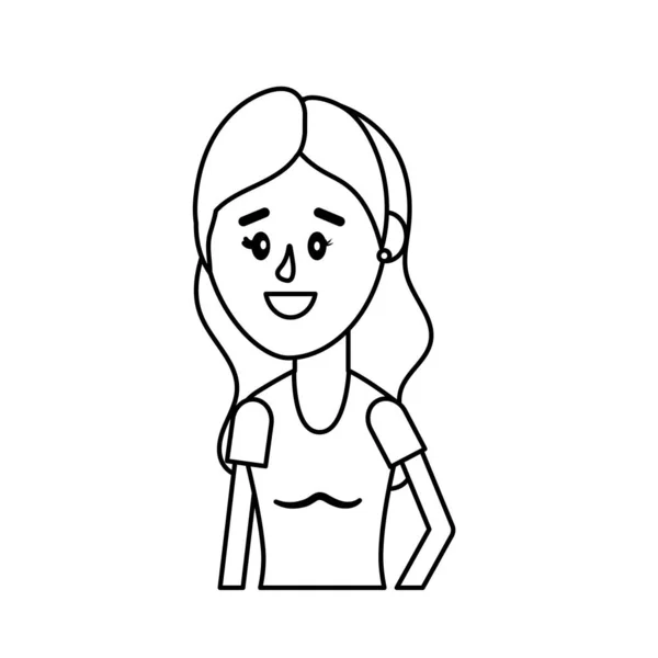 Lijn Vrouw Met Kapsel Blouse Ontwerp Vectorillustratie — Stockvector