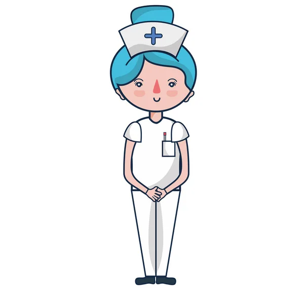 Infirmière Professionnelle Avec Chapeau Dans Illustration Vectorielle Tête — Image vectorielle