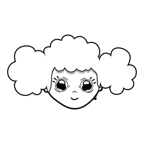 ライン美少女顔髪型と式 ベクトル イラスト — ストックベクタ