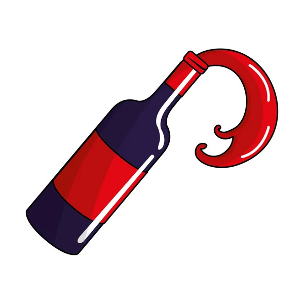 Botella Vino Sabroso Licor Salpicadura Vector Ilustración — Vector de stock