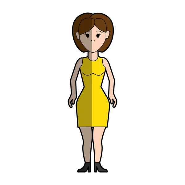 Γυναίκα Ομορφιά Χτένισμα Και Κομψό Φόρεμα Διανυσματικά Εικονογράφηση — Διανυσματικό Αρχείο
