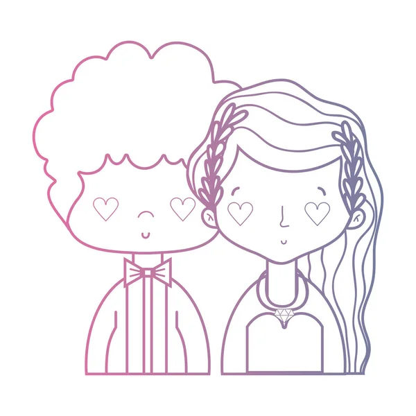 Línea Belleza Pareja Casada Con Peinado Diseño Vector Ilustración — Vector de stock