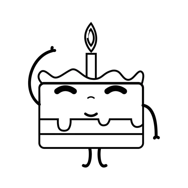 ライン可愛いかわいい幸せケーキ デザート ベクトル図 — ストックベクタ