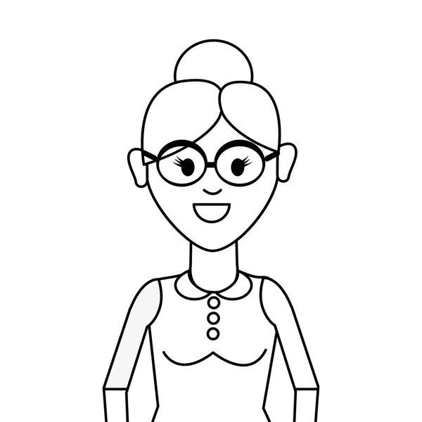 Silhouette Personnes Femme Avec Tissu Décontracté Avec Lunettes Icône Avatar — Image vectorielle