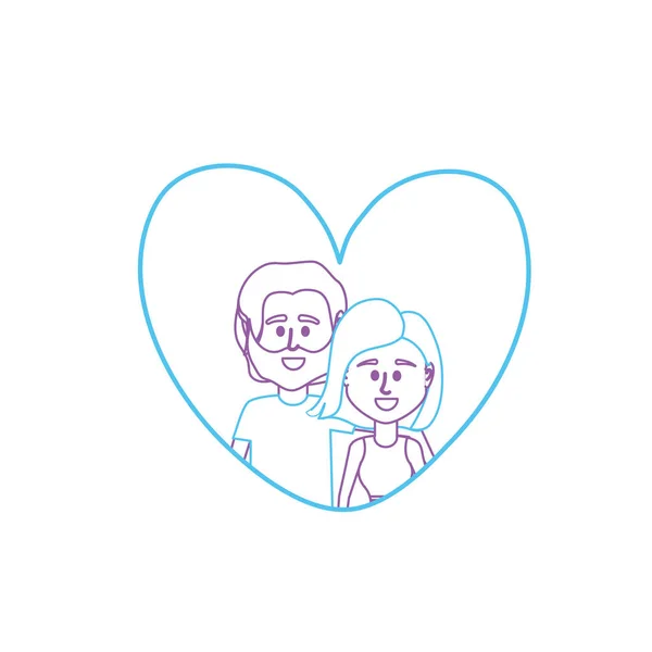 Line Couple Together Heart Design Vector Illustration — Stock Vector