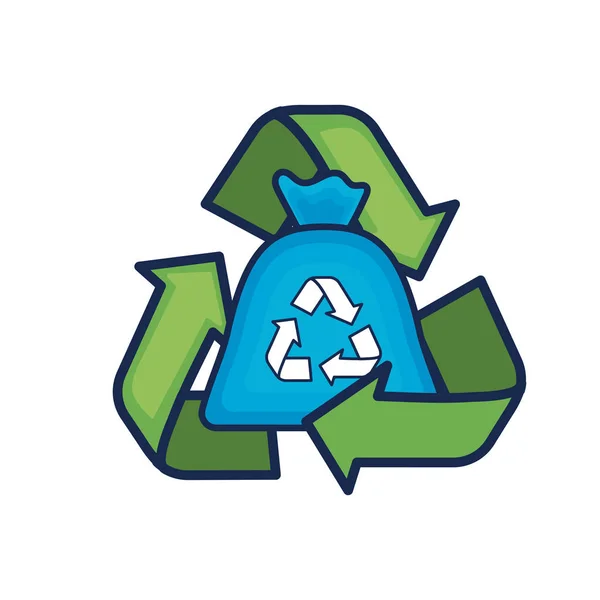 Sac Recycler Avec Symbole Soin Environnement Autour Illustration Vectorielle — Image vectorielle