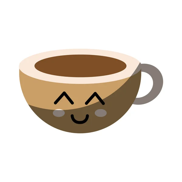 Kawaii Carino Tazza Caffè Felice Illustrazione Vettoriale — Vettoriale Stock