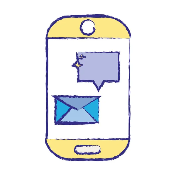 Smartphone Technologie Met Mail Chat Zeepbel Vectorillustratie — Stockvector