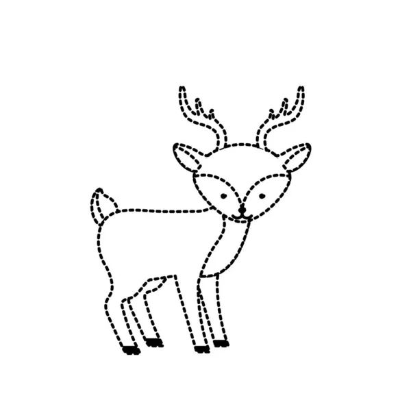 Forme Pointillée Cerf Mignon Animal Sauvage Icône Illustration Vectorielle — Image vectorielle
