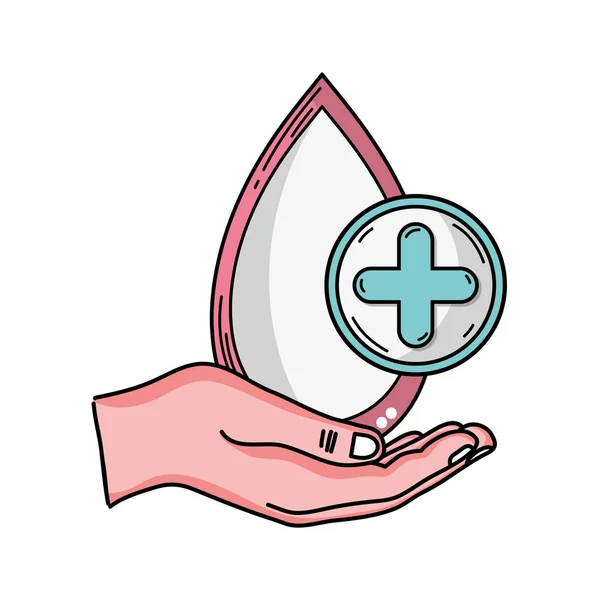 Рука Падінням Крові Медичного Донорства Символ Векторні Ілюстрації — стоковий вектор