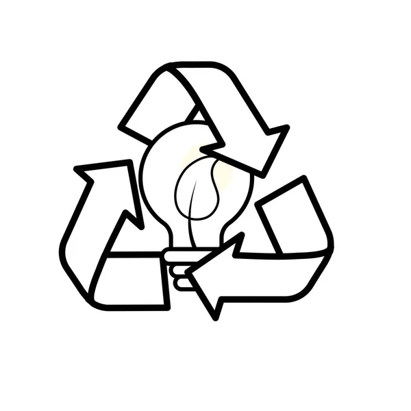 Line Pretty Environment Symbol Bulb Leaf Vector Illustration — Stock Vector