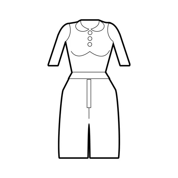 Línea Casual Blusa Pantalones Tela Estilo Vector Ilustración — Vector de stock