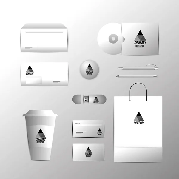 set business company stationary template with documents vector illustration