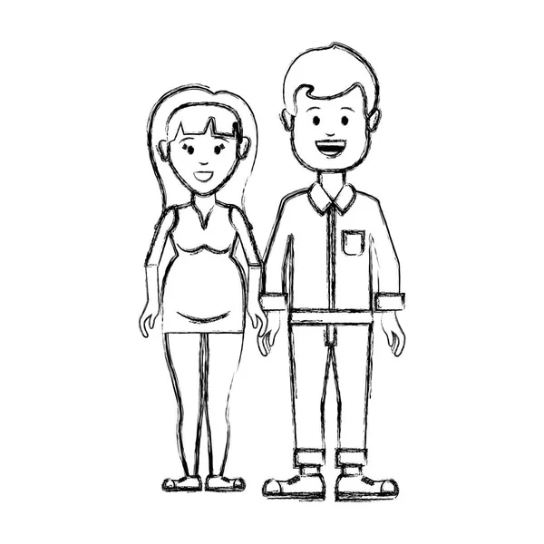 Ζευγάρι Σιλουέτα Άνθρωπος Χτένισμα Και Γυναίκα Έγκυος Διανυσματικά Εικονογράφηση — Διανυσματικό Αρχείο