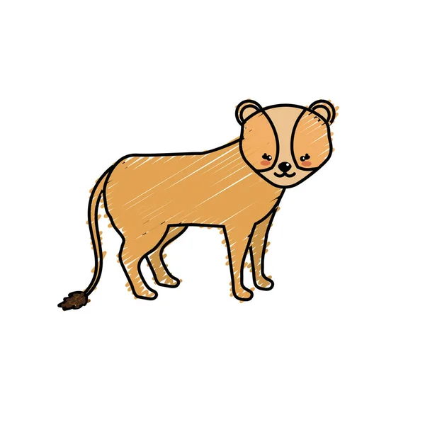 Mignon Lion Animal Sauvage Icône Vectoriel Illustration — Image vectorielle