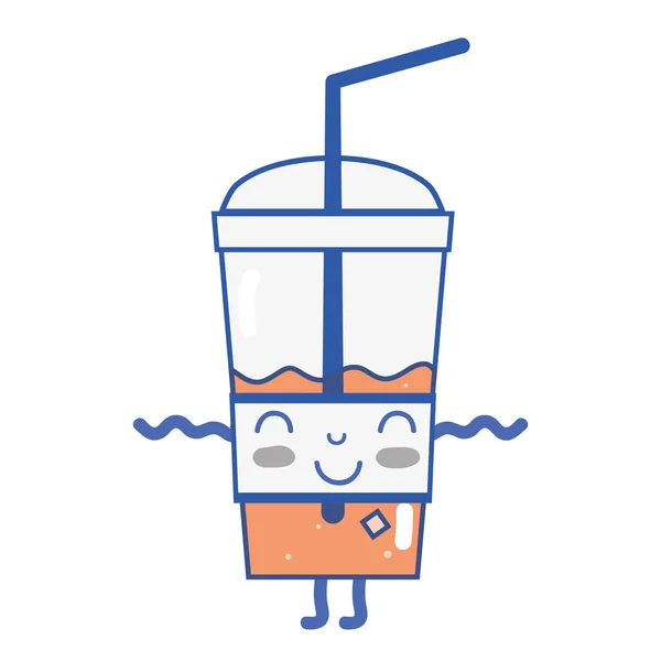 Kawaii Niedlich Glücklich Smoothie Drink Vektor Illustration — Stockvektor