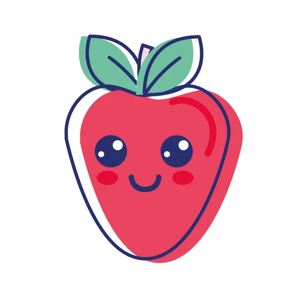 Kawaii Belle Icône Fraise Heureuse Illustration Vectorielle — Image vectorielle