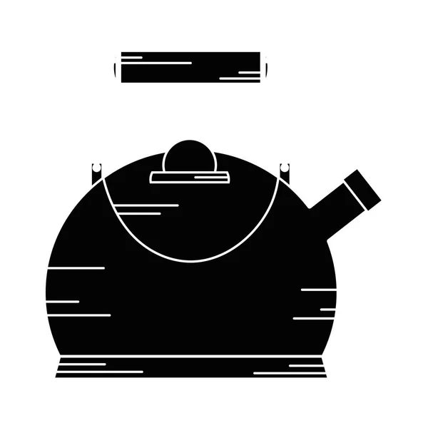 Contour Classical Elegant Teapot Kitchen Utensil Vector Illustration — Stock Vector