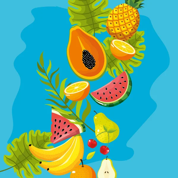 Köstliche Tropische Früchte Hintergrund Design Vektor Illustration — Stockvektor