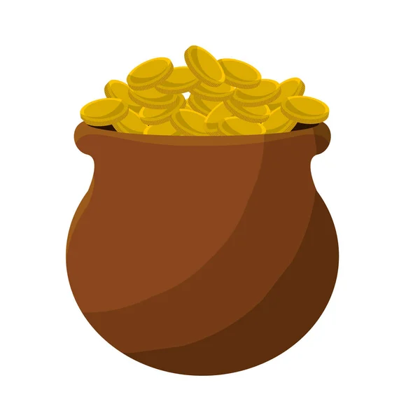 Many Coins Flowerpot Vector Illustration Design — Stock Vector