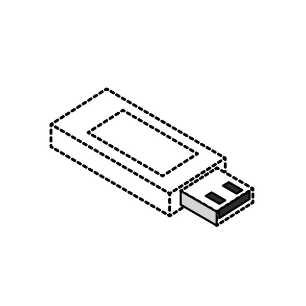 Gepunktete Form Daten Usb Speicher Dokumente Vektor Illustration Speichern — Stockvektor