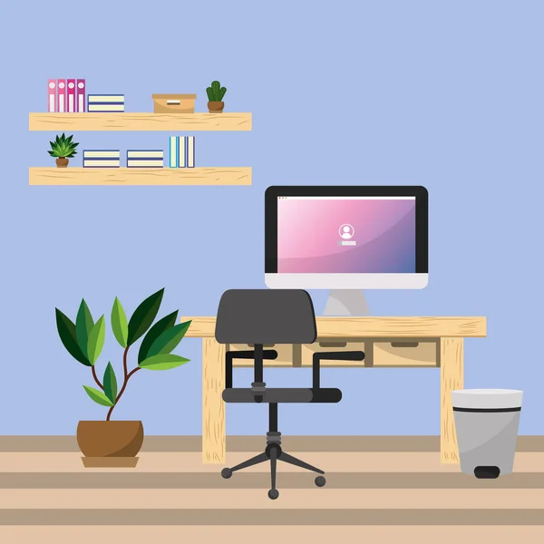 Sala Trabajo Oficina Suministros Tema Vector Ilustración — Vector de stock