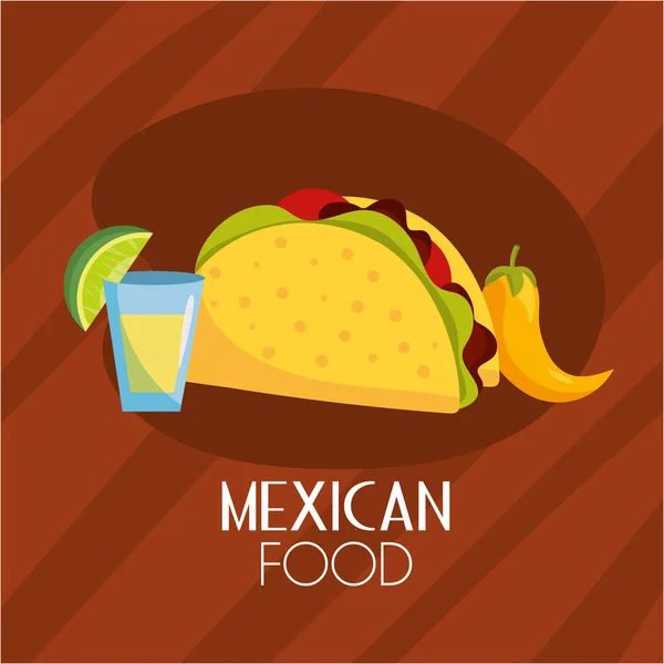 Tacos Comida Mexicana Picante Con Ilustración Vectores Salsa — Vector de stock
