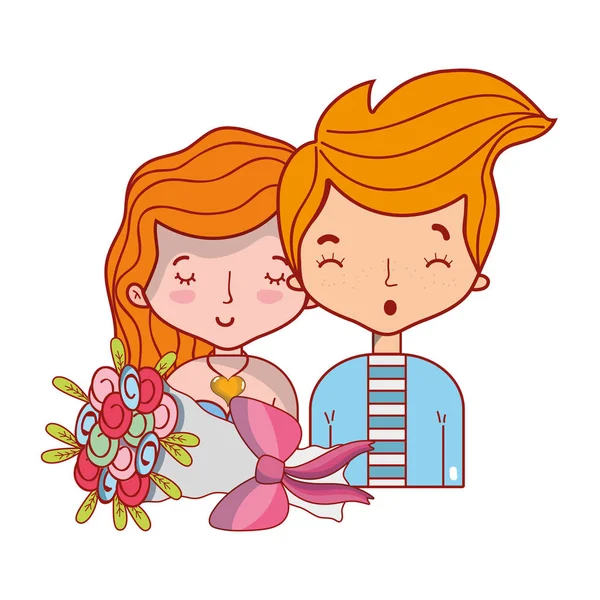 Beauty Couple Together Hairstyle Design Vector Illustration — Stock Vector