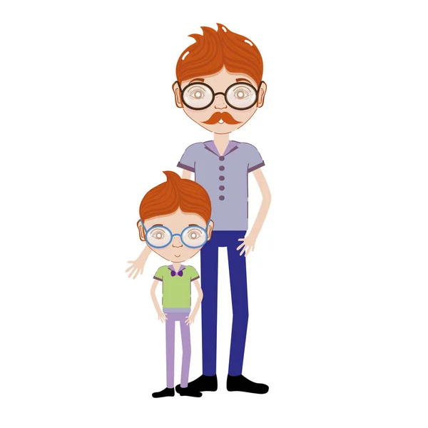 Father His Son Using Glasses Vector Illustration Design — Stock Vector