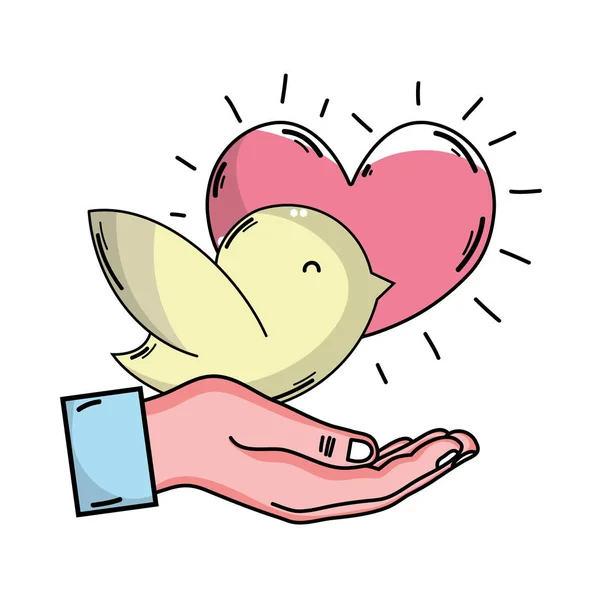 Mano Con Paloma Corazón Donación Sangre Símbolo Vector Ilustración — Archivo Imágenes Vectoriales