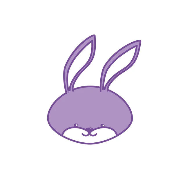 Contour Cute Rabbit Head Wild Animal Vector Illustration — Stock Vector