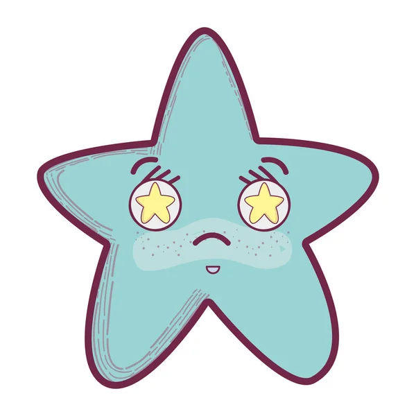 Kawaii Wütender Stern Mit Sternen Den Augen Vektor Illustration Design — Stockvektor