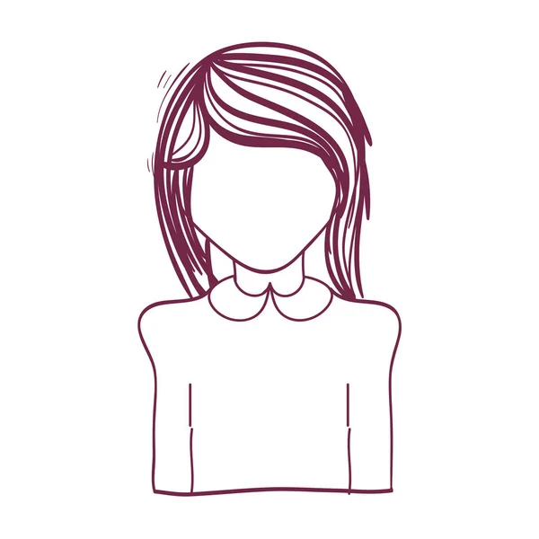 Silhouette Anime Femme Avec Coiffure Tissu Illustration Vectorielle — Image vectorielle