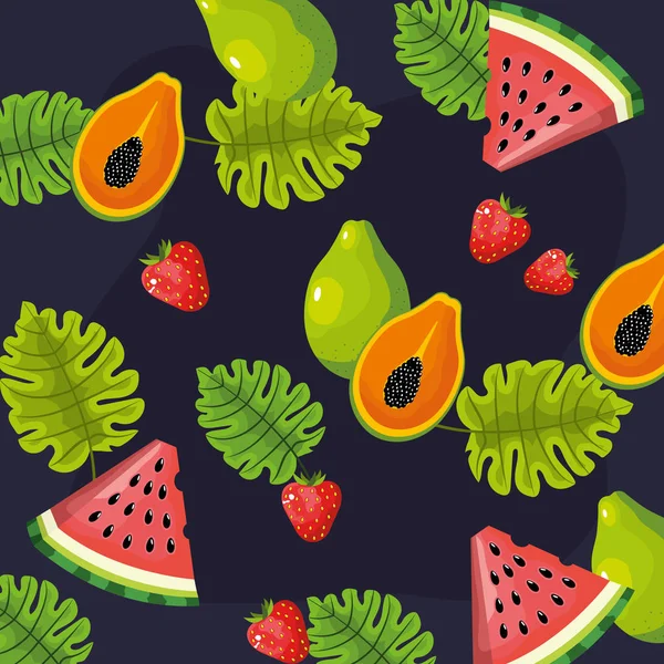 Délicieux Fruits Tropicaux Illustration Vectorielle Conception Fond — Image vectorielle