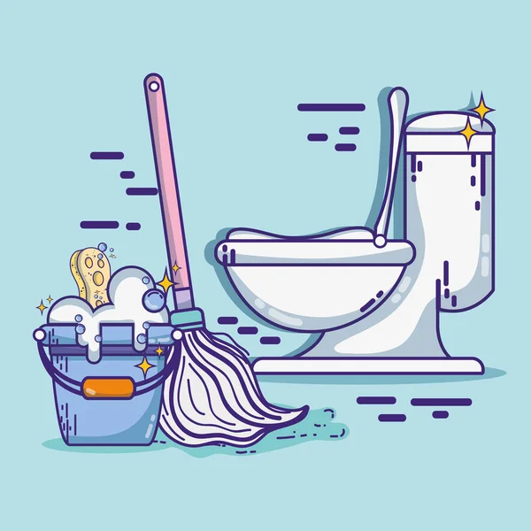 家のベクトル図をきれいにする国内の衛生サービス — ストックベクタ
