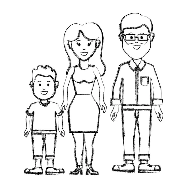 Silhouette Paar Mit Ihrem Sohn Ikone Vektor Illustration Design Bild — Stockvektor