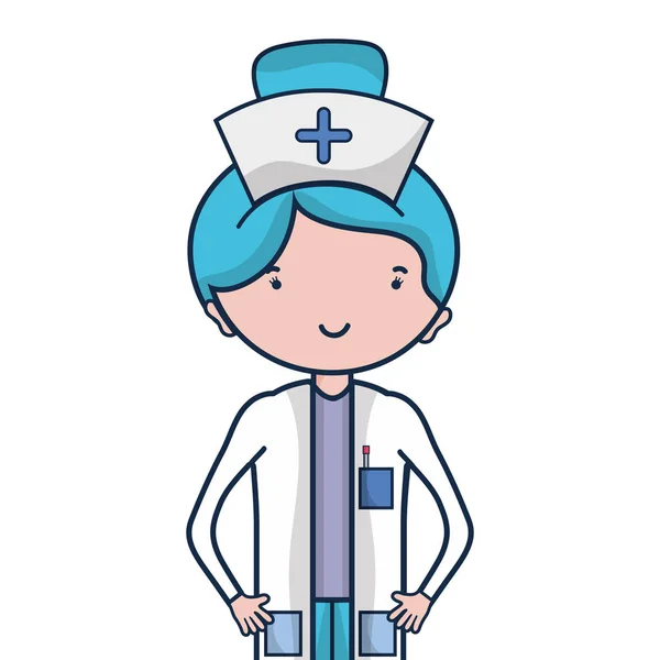 Enfermera Profesional Con Sombrero Ilustración Del Vector Cabeza — Vector de stock