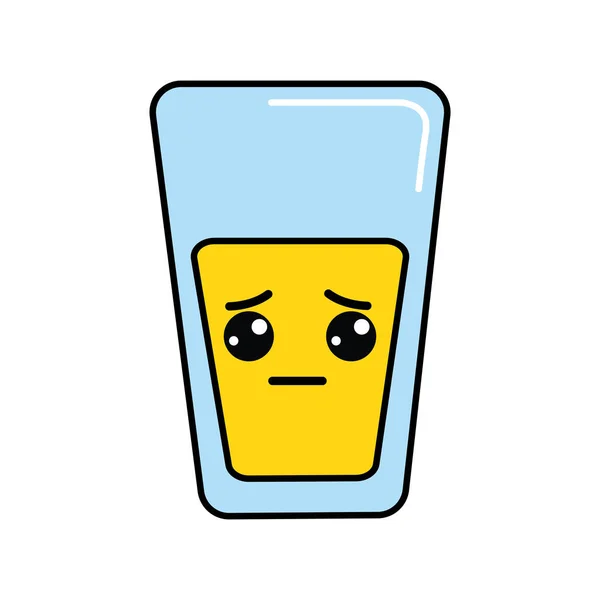 Kawaii Lindo Vaso Jugo Triste Vector Ilustración — Archivo Imágenes Vectoriales