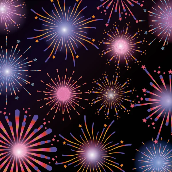 Fuoco Artificio Notte Celebrazione Esplosione Vacanza Vettoriale Illustrazione — Vettoriale Stock