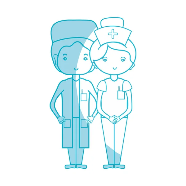 Silhouette Arzt Und Krankenschwester Helfen Menschen Vektor Illustration — Stockvektor
