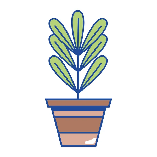 Растение Листьями Внутри Векторной Иллюстрации Цветочного Горшка — стоковый вектор