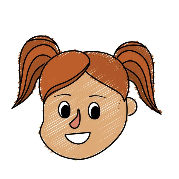 Avatar Girl Head Hairstyle Design Vector Illustration — Stock Vector