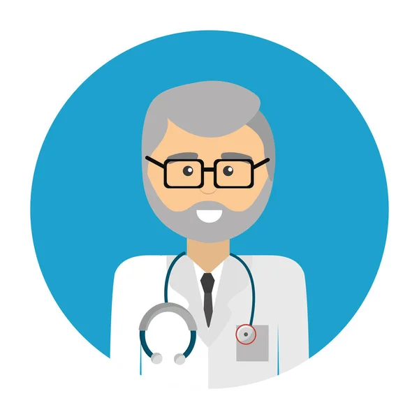 Médico Profesional Con Gafas Uniforme Estetoscopio Ilustración Vectorial — Vector de stock