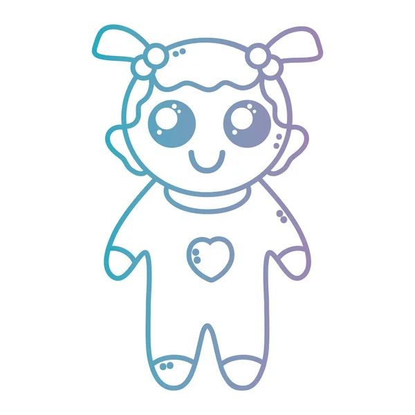 Ligne Belle Fille Bébé Avec Pyjama Illustration Vectorielle Coiffure — Image vectorielle