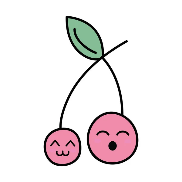 Χαριτωμένο Φράουλα Φρούτα Ευτυχισμένη Kawaii Εικονογράφηση Διάνυσμα — Διανυσματικό Αρχείο