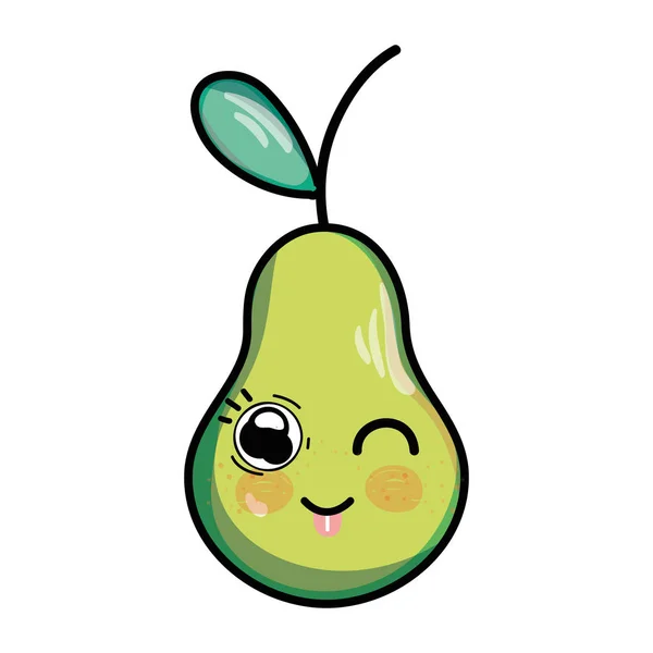 Kawaii Mignon Drôle Poire Fruit Vecteur Illustration — Image vectorielle